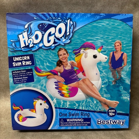 Pool Float Unicorn New Bestway H2O Go!  43.3  × 31.5 in. X 28 In - Picture 1 of 3